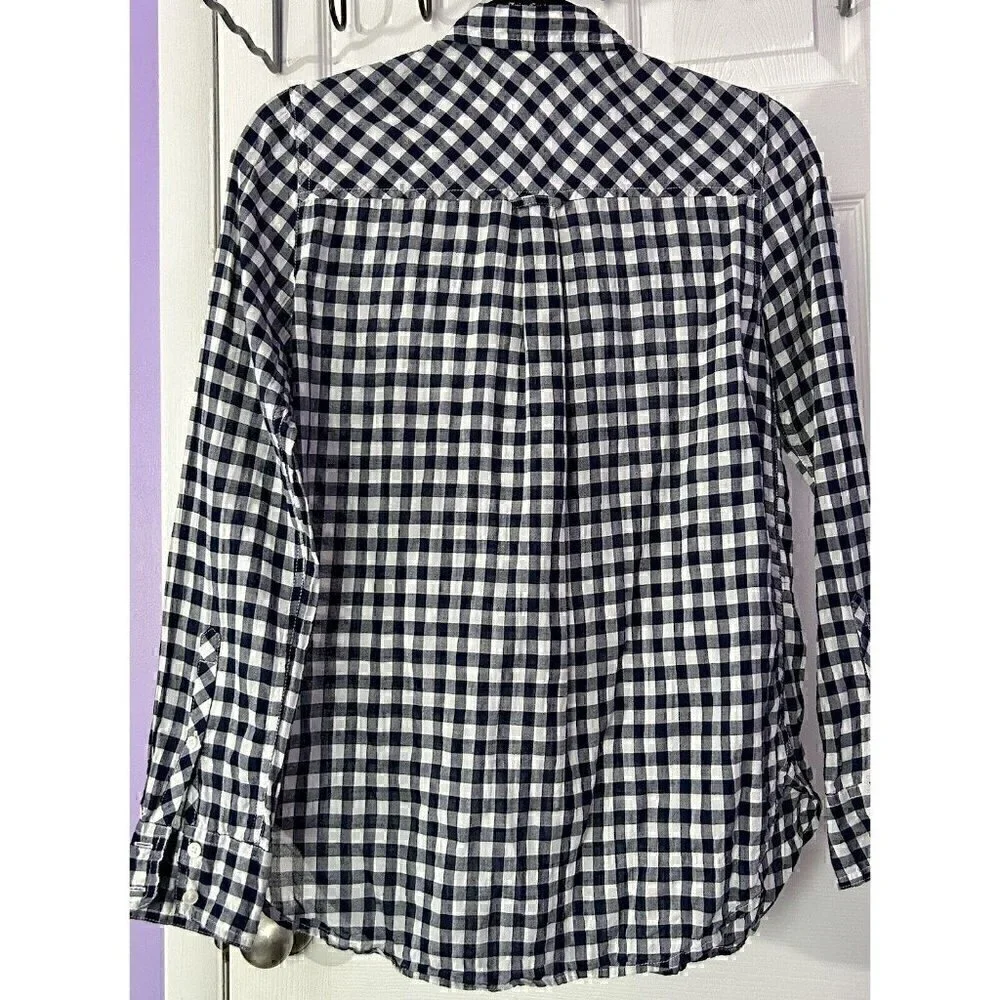 J Crew Ludlow Mens M Gingham Plaid Long Sleeve Shirt Blue White Preppy Old Money